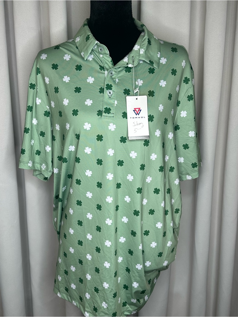 Light Green Clover-Print Polo